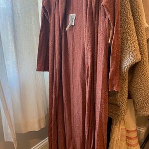 Free People rust knit hooded duster, x small